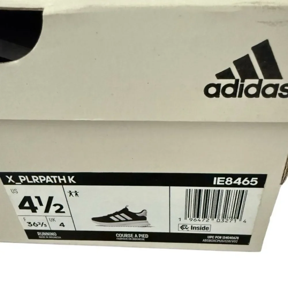 Adidas X_PLR Path Big Kids 4.5 Running Shoes Black White NIB Sneakers IE8465